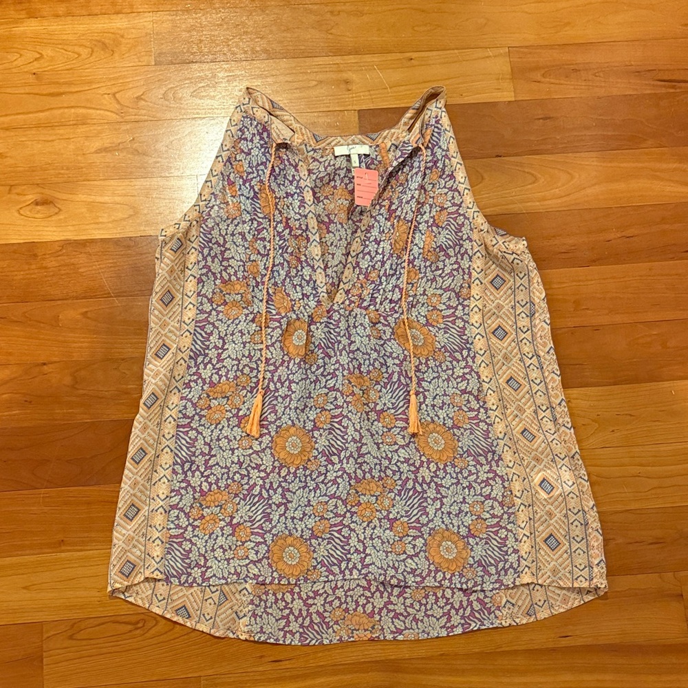 Joie Purple and Orange Floral Blouse